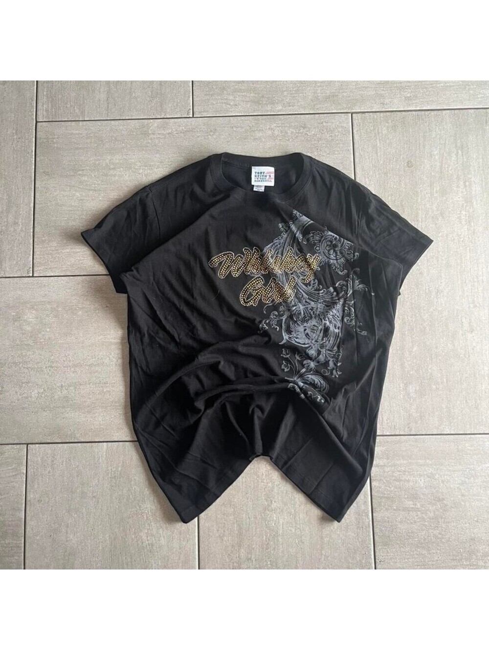 Toby Keith I Love This Bar Grill key Girl Rhinestone Tee XXL